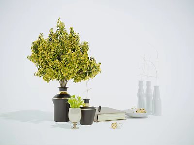 European-style vase plant jewelry ornaments combination 3d model