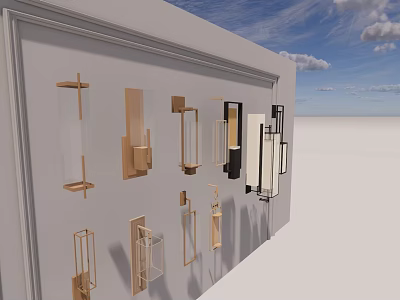 Stylish Modern Wall Sconces With Various Designs And Gold Black Finishes On 3d model