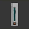 White Rectangular Electronic Device Featuring Green Vertical Window and Orange Bottom Components