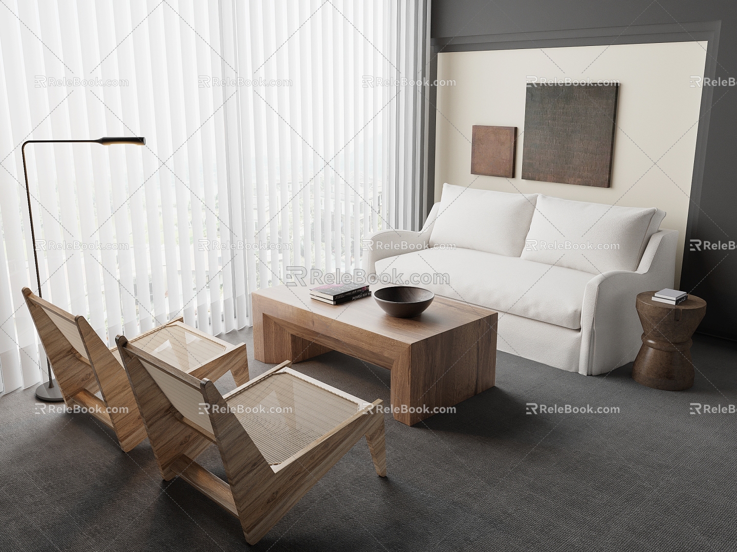 Qui Leisure Sofa Tea Table Combination Single Chair 3d model