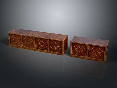 Traditional Wooden Reception Desk Design With Decorative Patterns And Storage Drawers 3d model