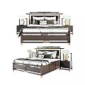 Modern Double Bed With Bedside Tables Table Lamps And Decorative Pillows 3d model