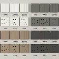 Modern Versatile Switch Panels In Various Colors With Different Control And Socket Types 3d model