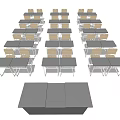 Classroom Desk Setup With Multiple Chairs Neatly Arranged In Rows