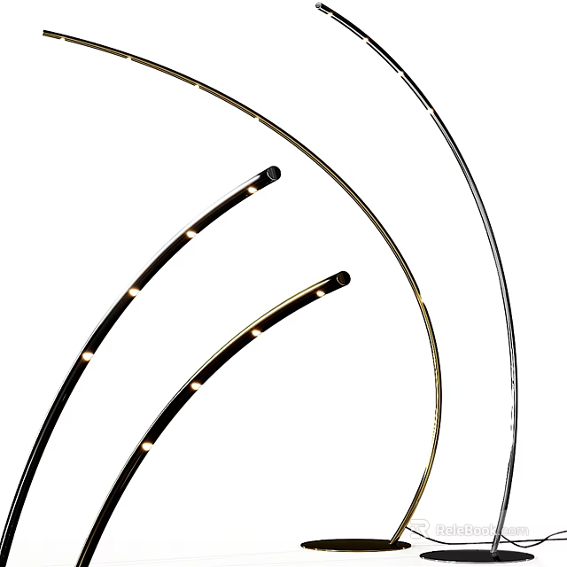 Modern Arc Floor Lamp With Sleek Metal Design And LED Lighting 3d model 