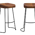 Modern Wooden Bar Stools With Round Seat And Cross Support Leg Design