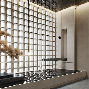 Modern indoor water landscape 3d model