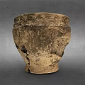 Antique Cracked Ceramic Jar With Intricate Carved Patterns And Worn Texture