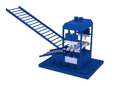 Blue Industrial Equipment with Conveyor Belt Rollers and Control Panel for Material Handling 3d model