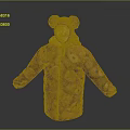 Brown Hooded Coat With Teddy Bear Patterns And Bear Ear Design