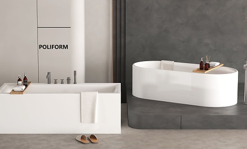 Bathtub Bidet Integrated Bathtub Separate Bathtub Toiletries Slippers 3d model