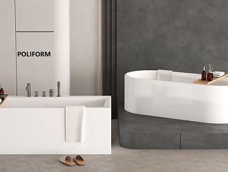 Bathtub Bidet Integrated Bathtub Separate Bathtub Toiletries Slippers 3d model