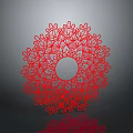 Red Circular Decorative Furniture Accent With Intricate Laser Cut Lace Pattern