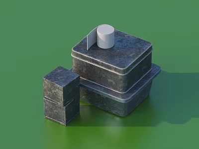Gray Stackable Storage Containers With Various Sizes And White Lid For Home Organization 3d model