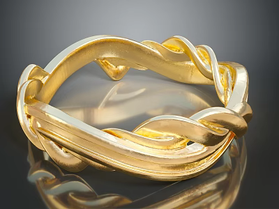 Gold Twisted Ring With Elegant Design For Daily Life Accessories 3d model