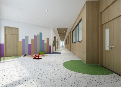 Modern aisle kindergarten 3d model