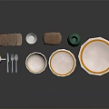 Elegant Dinnerware Set With White Gold Trim Plates Bowls And Green Vase Decor