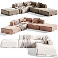 Modular Sectional Sofa Designs In Green And Cream With Throw Pillows And Blanket