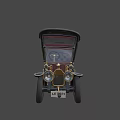 Vintage Classic Car With Convertible Top Gold Accents And Black Body