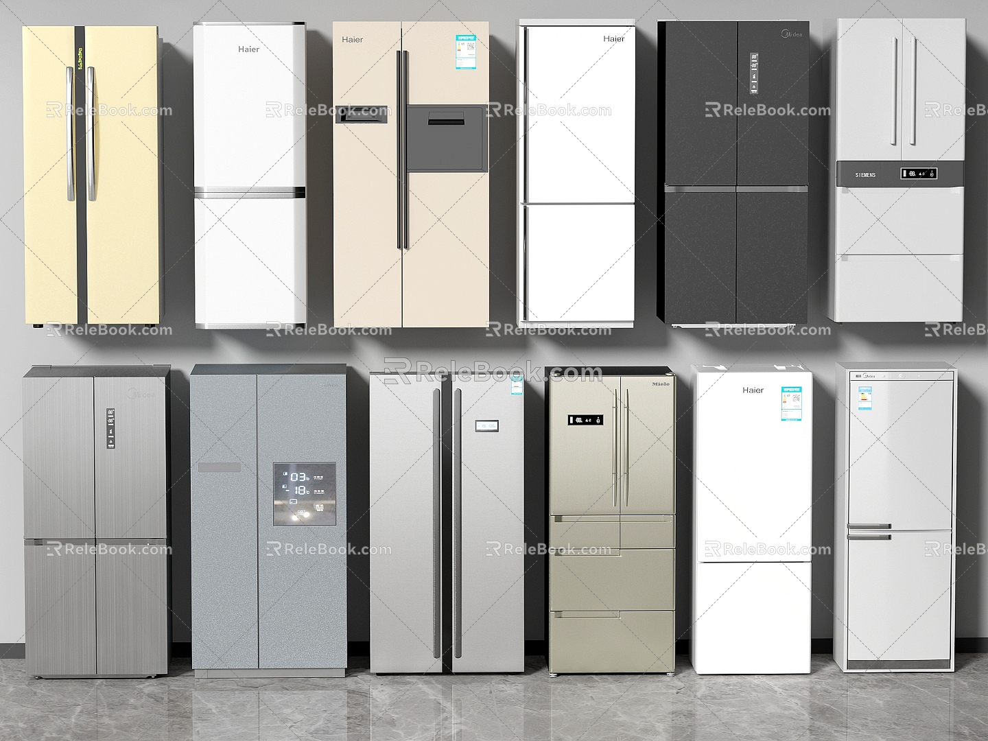 Modern Refrigerator Double Door Refrigerator Double Door Refrigerator Three Door Refrigerator Smart Refrigerator Freezer 3d model