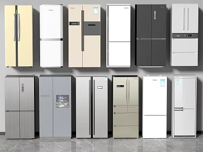 Various Styles of Refrigerators and Freezers in Multiple Colors for Home Use 3d model