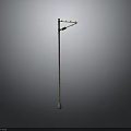 Modern Street Light Structure With Tall Metal Pole And Curved Lamp Head