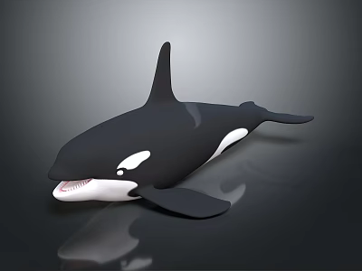 Black And White Orca Aquatic Marine Animal With Streamlined Body And Dorsal Fin 3d model