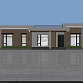 Modern Detached Villa Exterior With Large Windows Wooden Siding Front Door And Outdoor Lights