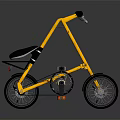 Stylish Yellow Bicycle With Unique Frame Design And Black Seat Handlebars