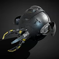 Futuristic Smart Machine With Spherical Design Black Yellow Stripes Red Silver Core Mechanical Components 3d model