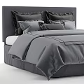 Modern Gray Bed With Soft Bedding Decorative Pillows And Upholstered Headboard 3d model