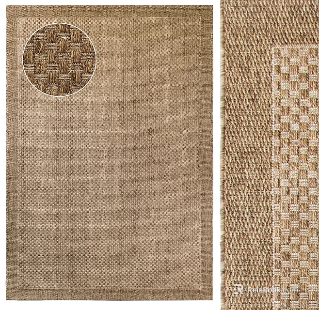 Square Area Rug Featuring Brown Weave Pattern and Textured Design Elements 3d model 