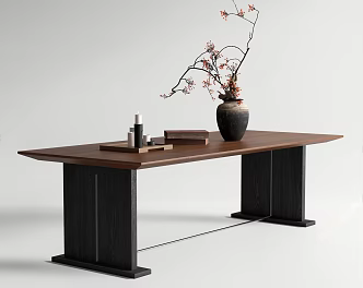 Modern Middle Ancient Dining Table Large Plate Table Long Solid Wood Jewelry Ornaments Silent Vase 3d model