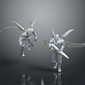 Silver Winged 3D Character Models With Armors And Swords 3d model