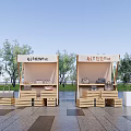 Outdoor Cultural Creative Market Stalls With Wooden Frames And Tree View