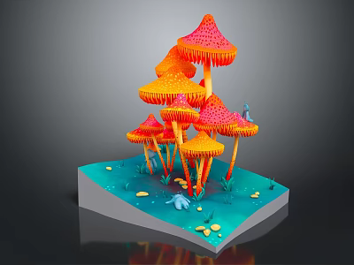Modern mushroom straw mushroom poisonous mushroom plant 3d model