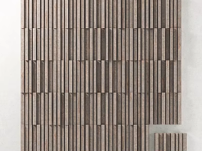 Modern Wooden Slat Wall Decor With Vertical Stripes And Textured Design 3d model