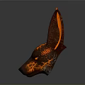 Anubis Mythical Creature Head With Tall Ears Orange Red Lava Texture And Glowing Patterns 3d model