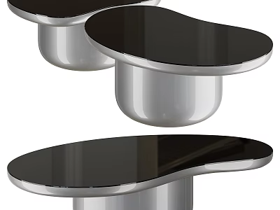 Modern Coffee Table Design With Black Glass Top And Silver Metal Base Unique Shape 3d model