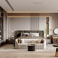 Modern Bedroom Interior Design With Upholstered Headboard Nightstands And Area Rug