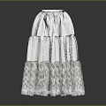 White Layered Skirt With Ruffled Design And Delicate Lace Trim