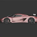 Red Supercar With Sleek Design Black Roof And Large Rear Spoiler