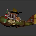 Yellow Biplane Model With Green Propellers Cross Markings And Box-like Fuselage