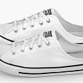 Classic White Canvas Slip On Shoes With Lace Up Design And Black Sole