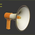 Portable Electronic Megaphone With Orange Handle White Speaker And Black Rim Design