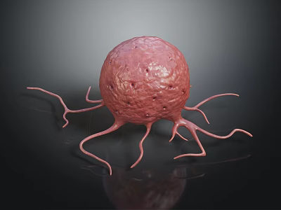 3D Rendered Organ Structure With Hair Like Projections And Red Spherical Body 3d model