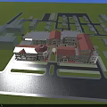 European Style Commercial Street Evening View with Arches Buildings Lawn Stone Pavement and Warm Lighting