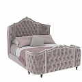 Modern Upholstered Tufted Bed Featuring Light Colored Headboard Footboard And Soft Pillows