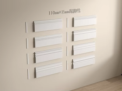 White 110mm by 35mm Gypsum Cornice Molding Wall Mounted Samples 3d model