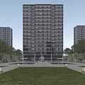Modern High Rise Residential Building Exterior With Trees And Green Surroundings